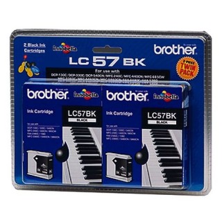 Brother LC57 Black Ink Cartridge - Twin Pack